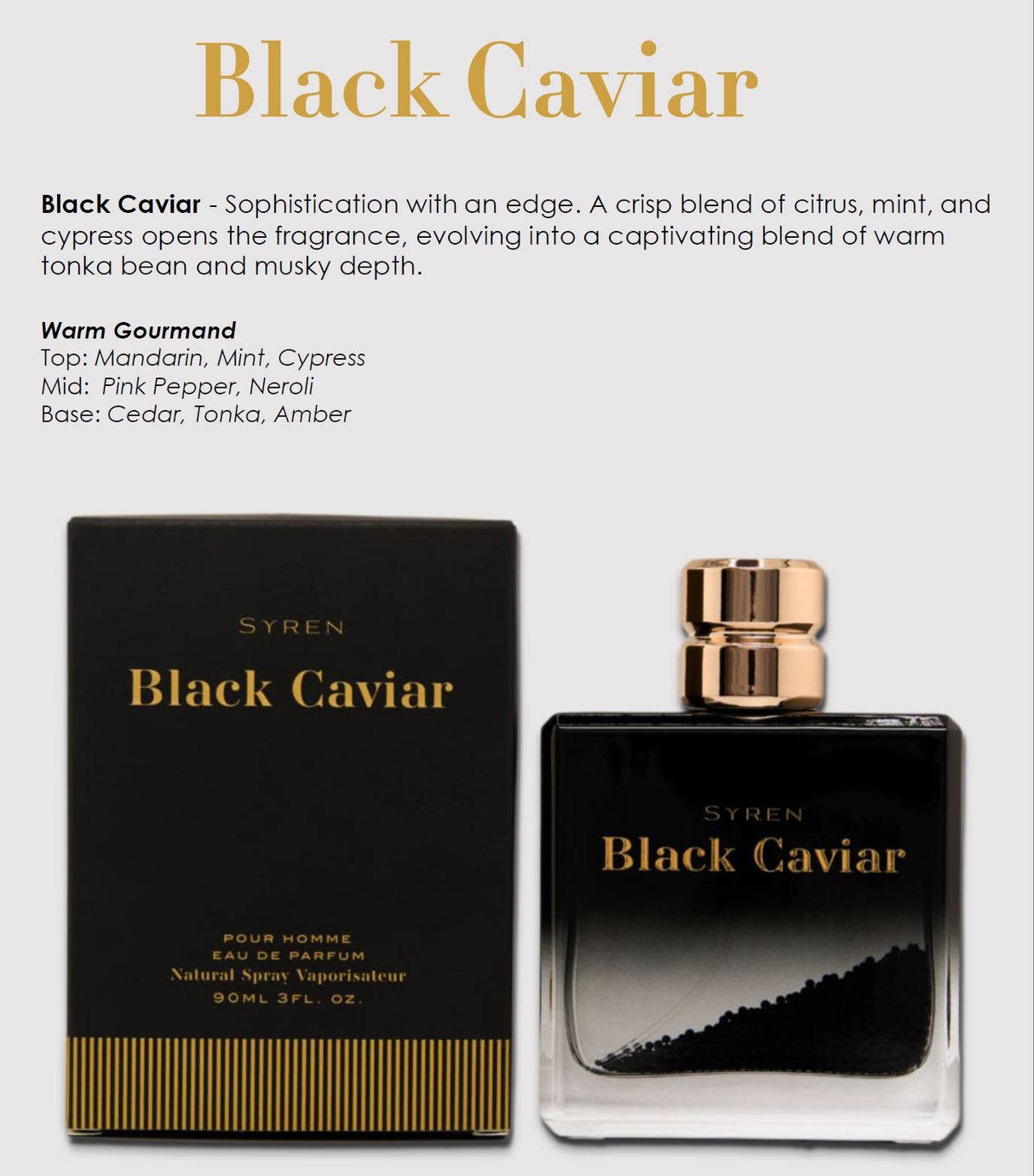 SYREN Black Caviar Pour Homme for Men 3 fl.oz EDP Spray: Unique Moving Beads